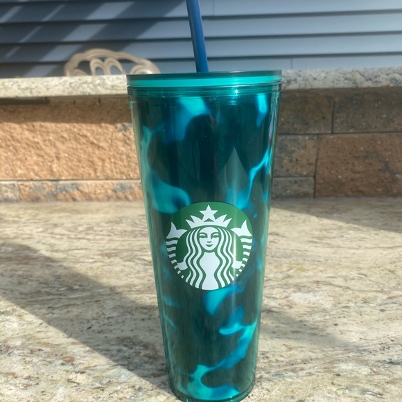 Starbucks Other - Rare Starbucks Blue Green Tortoise Swirl Tumbler